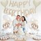 Happy Birthday Balloon Banner Cream – 16 Inch Beige Mylar Letters with Pearl White, Sand, and Metallic Champagne Gold Heart Foil Balloons – Boho Neutral Birthday Decorations for Girls, Women, Boys & Men (Beige Champagne Gold)